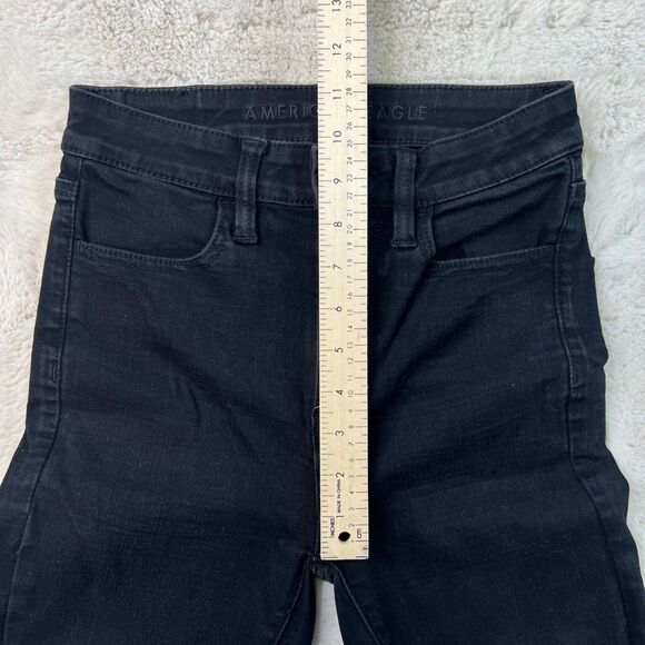 American Eagle Jegging Jeans Womens Size 2 Black Next Level Stretch Highest Rise - Picture 8 of 10